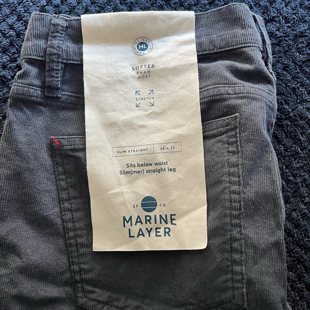 Marine Layer slime straight Black corduroy jeans